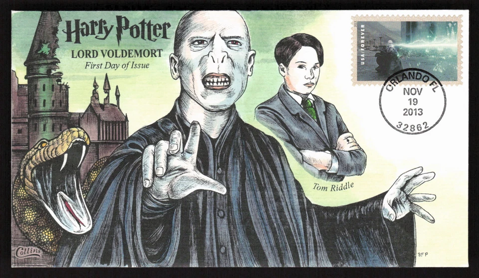 Harry Potter 2013 FDC LORD VOLDEMORT COLLINS COLOREADO A MANO PRIMER DÍA EDICIÓN CUBIERTA Foto 1 de 1