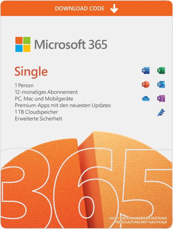 Microsoft 365 Single 5 Geräte 1 Nutzer 1 Jahr | Office 365 Personal 2024 TOP - Bild 1 von 4