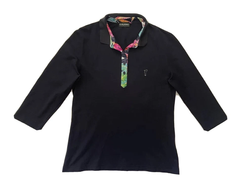 Golfino Unisex 1/4 Zip Black Polo Size M  L USA 10 UK 14 - Image 1 of 4