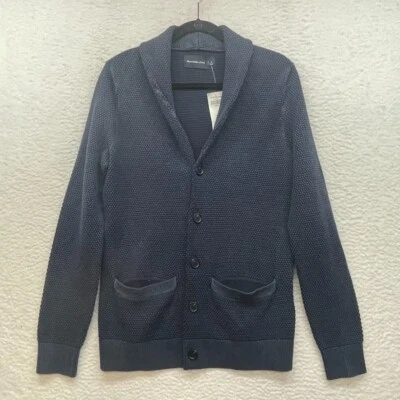Abercrombie and Fitch Sweater Mens Small Blue Cardigan Casual Pockets Knit Prep - Image 1 of 4