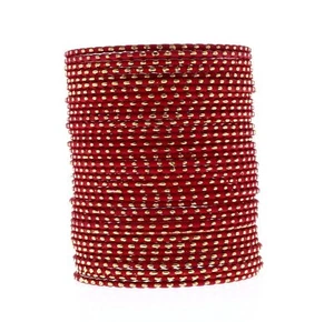 Indian Bangles, Metal Plain (dotted) Size (2x4) RED- 2 Hand Bangle Set - Picture 1 of 1