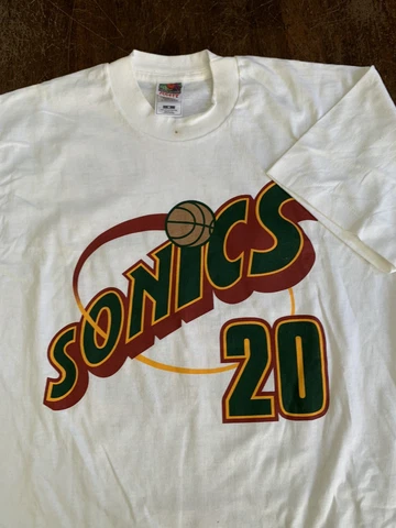 Vintage gary payton single stitch sonics NBA T Shirt Medium Men’s White Jersey Cover