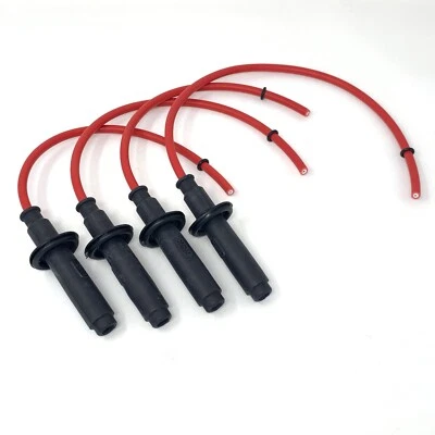 Honda VFR400 NC30 NGK Black Spark Plug Caps and Leads Set of x4 Qty - RED - Image 1 of 2