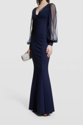 Vestido para mujer Chiara Boni azul perlita manga transparente ilusión talla 40 $1191 Foto 1 de 3