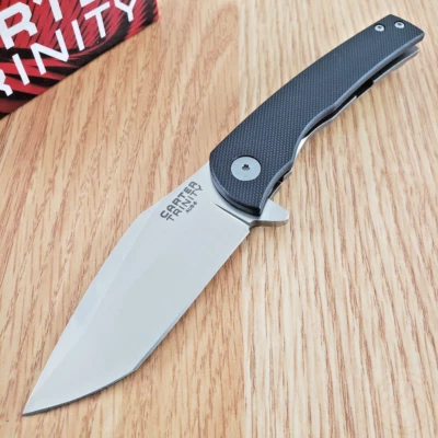 Ontario Carter Trinity Folding Knife 2.88" AUS8 Steel Blade Black G10 Handle - Image 1 of 4