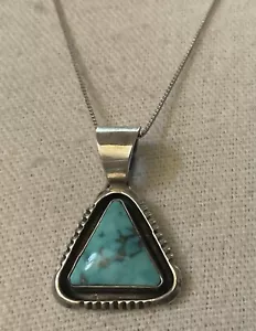 W. DENETDALE signierter Sterling Silber Türkis NAVAJO Anhänger Vintage 18" Dreieck - Bild 1 von 6