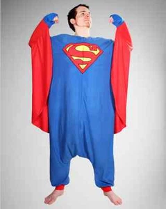 NEW Superman Costume Kigurumi One piece Hooded Mens Womans Pajamas - Picture 1 of 3
