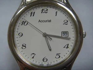 GENTS ACCURIST QUARTZ ' DATE WRISTWATCH FLEXI STAINLESS STRAP - Picture 1 of 1