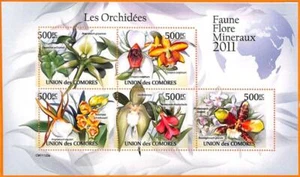 A5623 - COMOROS - ERRORE, 2011, FOGLIO MINIATURA MISPERF: Orchidee, Fiori - Foto 1 di 1