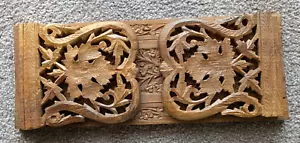 Vintage Hand Carved Maple Leaf Wood Slide Book Ends Folding Holder Made In India - Picture 1 of 8