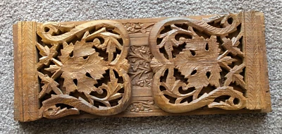 Soporte Plegable Vintage Tallado a Mano Hoja de Arce Madera Slide Extremos Libro Hecho en India Foto 1 de 4