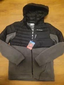 Columbia Powder Lite Novelty Hooded Jacket YOUTH in Black/City Grey XL - Picture 1 of 7