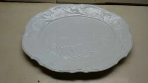 Extra Large Turkey Meat Holiday Serving Embossed Platter Dish Tray White Italy  - Picture 1 of 5