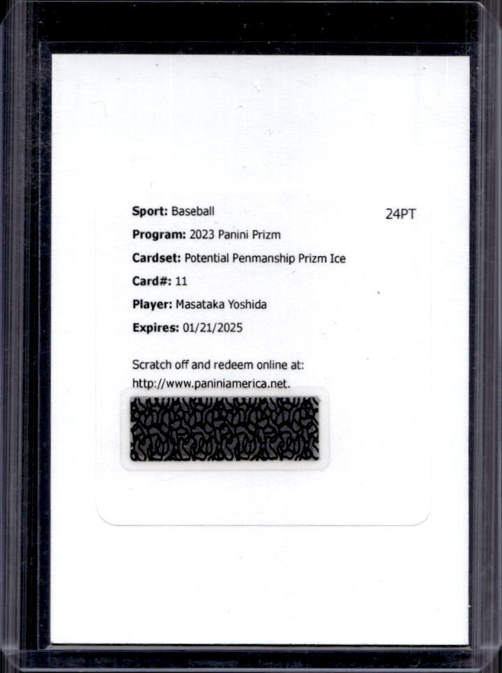 2023 Panini Prizm Masataka Yoshida Potential Penmanship Ice Prizm Auto RC #11