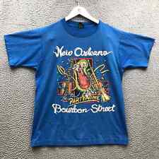 Vintage 80s 90s New Orleans Bourbon Street Party Time T-Shirt Men's Large L Blue