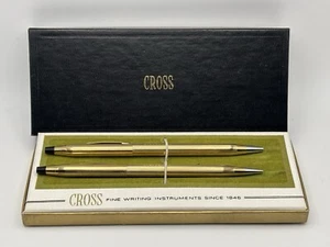 Vintage CROSS Pen & Pencil Set 12kt Gold Filled 6601 Engraved with Original Box - Picture 1 of 10