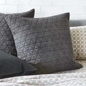 Alex Liddy Edit Triangle Quilted European Pillowcase 65X65cm - Graphite - Picture 1 of 2