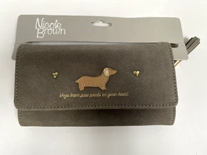 NICOLE BROWN Borsello Grigio Cani Applique Grigio 'I cani lasciano impronte zampe sul tuo cuore' - Foto 1 di 6