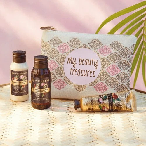 Bolsa de Cosméticos por Yves Rocher Pequeña "My Beauty Treasures" NUEVO Kit Argán y Rosa Foto 1 de 1