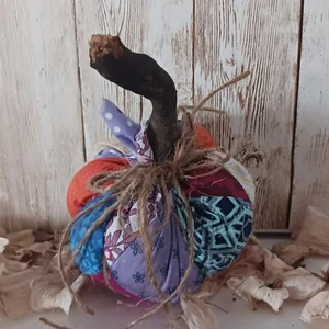 Fall Pumpkin/ Multi Color Fabric Pieces Quilt Top/ Tier Tray Filler/ Tablescape - Picture 1 of 5