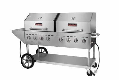 NEW Sierra SRBQ-60 Commercial Stainless Steel Double Outdoor Grill with Wheels - Image 1 of 2