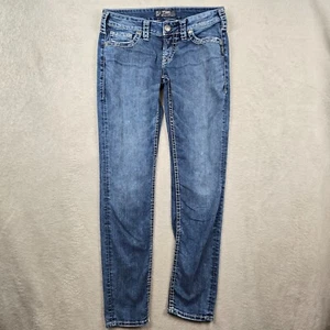 Silver Jeans Women Size 29x31 Aiko Skinny Distressed Rocker Bikercore Preppy - Picture 1 of 13