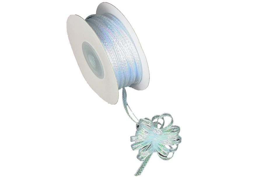 1/8" Nylon Iridescent LIGHT BLUE Pull String Bow Ribbon- 50 Yards (CLOSEOUT) - Image 1 of 1