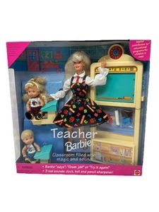 1995 Recalled Teacher Barbie Doll & Kids Set No. 13914 Heart Family NRFB - Picture 1 of 9