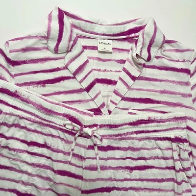 Conjunto de pijama Soma Cool Nights elástico grande cuello abotonado pantalones cortos tie dye cómodo Foto 1 de 4