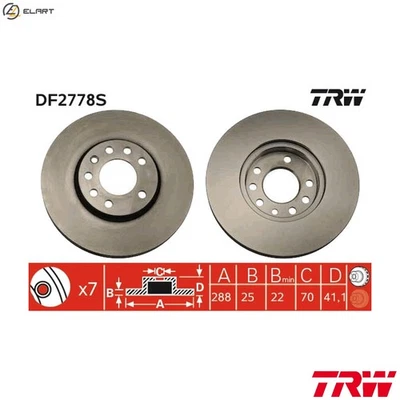 2x BRAKE DISC DF2778S FOR HOLDEN VAUXHALL SAAB 9-5 900/II/Convertible 9-3 2.0L - Image 1 of 4