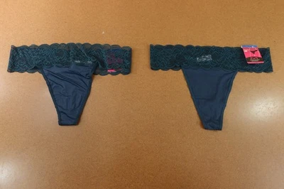 Tanga panty Maidenform para mujer talla 8/XL verde azulado profundo con ribete de encaje 2 piezas nueva con etiquetas Foto 1 de 4