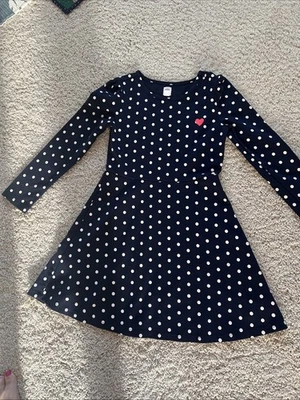 Gap Girls Size 8 Navy Blue Polka Dot Skater Dress NWOT - Image 1 of 4