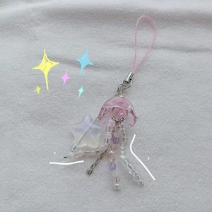Purple Pink with Star Cottage Core Jellyfish Key Chain  Phone Charm Key Chain - Photo 1 sur 7