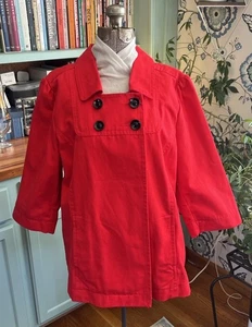 Chaqueta estilo chaquetón manga 3/4 algodón rojo XXL azul marino antiguo‎ con bolsillos - Imagen 1 de 9