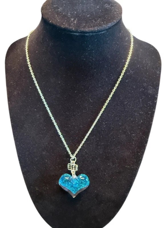 Collar Colgante Corazón Brillo Azul “BFF” - Joyería Amistad Regalo para Niñas o Foto 1 de 1