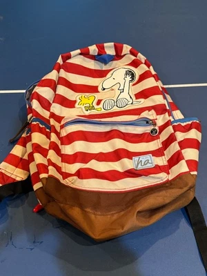 Mochila Hanna Andersson Rojo Blanco Rayas Snoopy Woodstock Foto 1 de 4