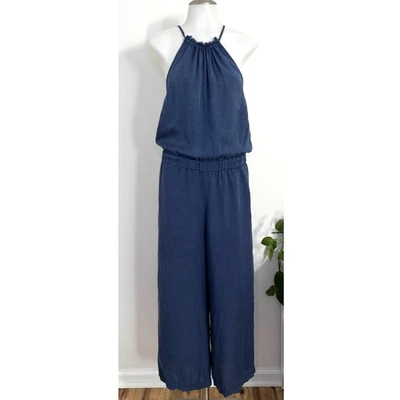 Bella Dahl Navy Blue Frayed Halter Neck Wide Leg Jumpsuit Culotte Trousers XS - Image 1 of 4