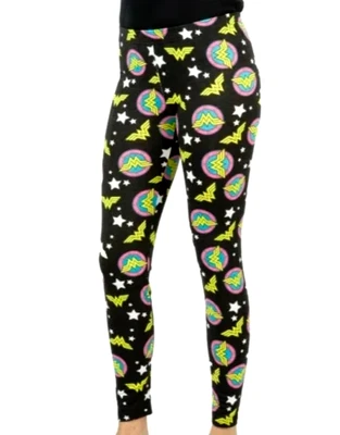 Pantalones Legging DC Comics Mujer Maravilla Estampado de Tiras Cómicas Mujeres Medianos Elastizados Nuevos con Etiquetas Foto 1 de 4