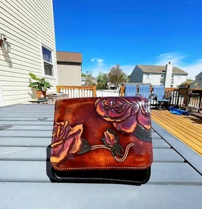 Vintage Genuine Leather Handcrafted Crossbody Purse - Picture 1 of 8