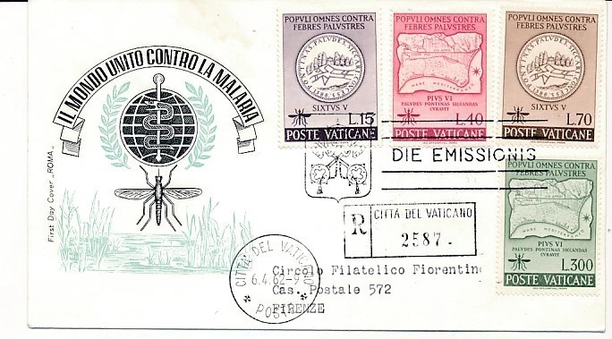 D222572 World Against Malaria FDC Vatican City 1962 - Image 1 of 1