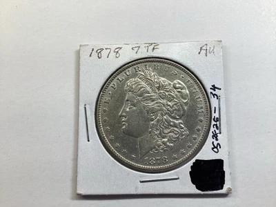 1878 Morgan 90% Silver Dollar w/7 Tail Feathers Straight Arrow AU Cond 052834qe - Image 1 of 4