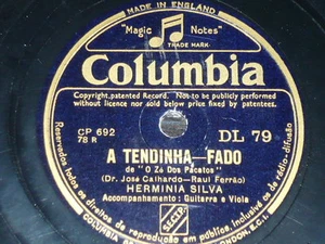 FADO 78 rpm RECORD Columbia HERMINIA SILVA Guitar PORTUGAL - Picture 1 of 1