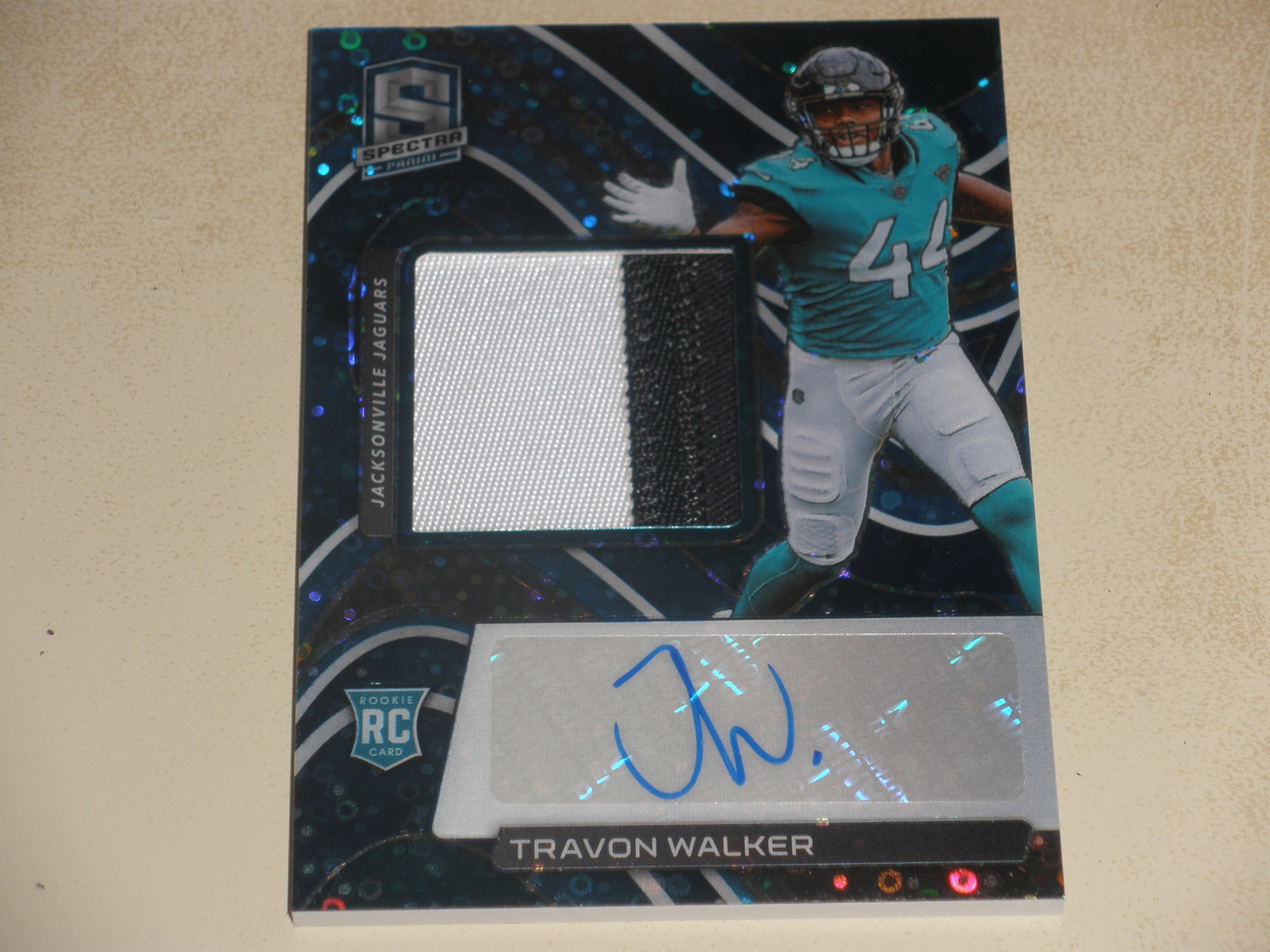2022 Panini Spectra Neon Blue Prizm RPA Auto Patch Travon Walker 33/60 Rookie RC