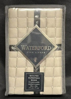 Falsa europea acolchada de cristal mezcla de seda gris de Waterford lino fino 28" x 28" Foto 1 de 4