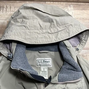 LL Bean Hooded Fleece Lined Chore Coat Barn Jacket Tan Mens XL Tall XLT Pockets - Picture 1 of 6