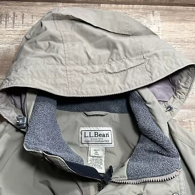 LL Bean Hooded Fleece Lined Chore Coat Barn Jacket Tan Mens XL Tall XLT Pockets - Image 1 of 4