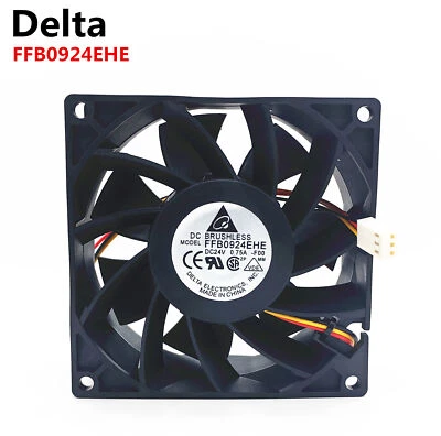 DELTA FFB0924EHE 24V 0.75A 18W 9238 9CM 3 line double ball inverter cooling fan - Image 1 of 4