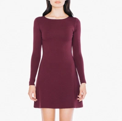 Mini Vestido American Apparel Talla Mediana - Vino Tinto Manga Larga Clásico Jersey Foto 1 de 4