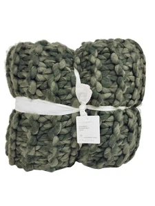 Pottery Barn Chunky Knit Throw Blanket 44"x56" Loden Color NWT -Read - Picture 1 of 4