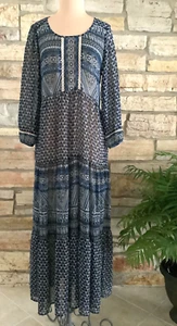 Floreat Anthropologie halbtransparent 3/4 Ärmel Maxi Country Boho Bauernkleid 6 - Bild 1 von 17